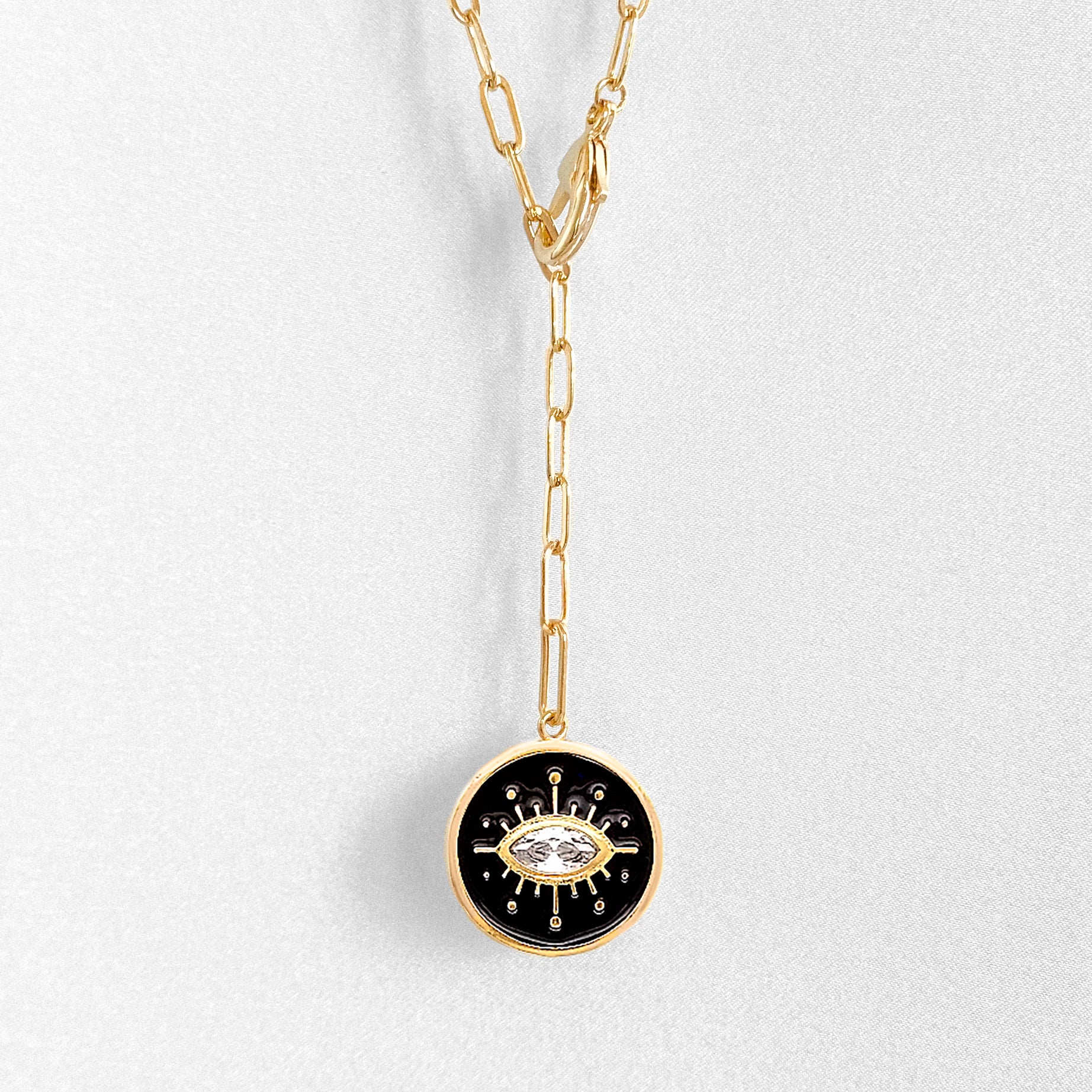 Estate 14k Gold Lariat Necklace with Bow & Tassels