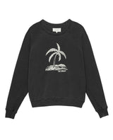 The College Sweatshirt - WASHED BLACK WITH ISLAND PALM GRAPHIC