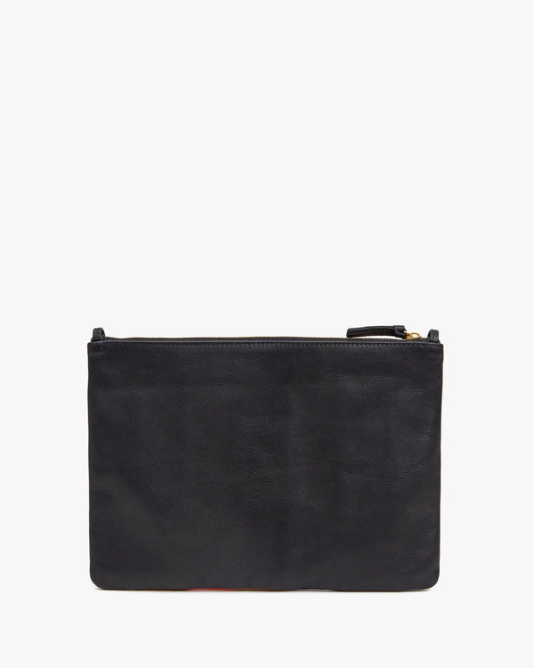 Flat Clutch w/ Tabs Suede / Nappa / Rustic Patchwork