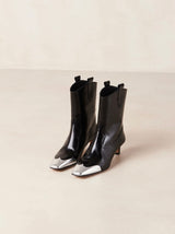 Hudson Shimmer - Black Cowboy Boots with Silver Tips