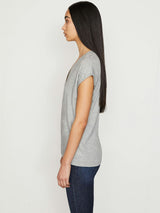 Le Mid Rise V Neck Tee in Gris Heather