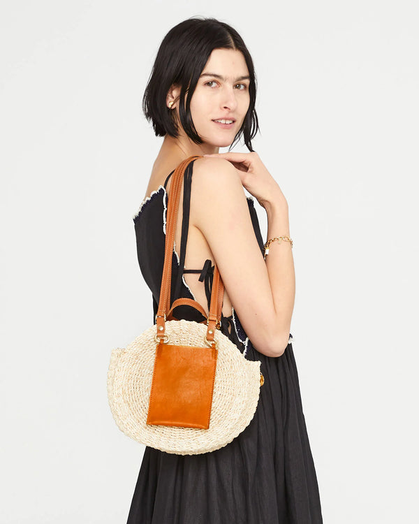 Clare V. Thin Knotted Shoulder Strap in Cuoio