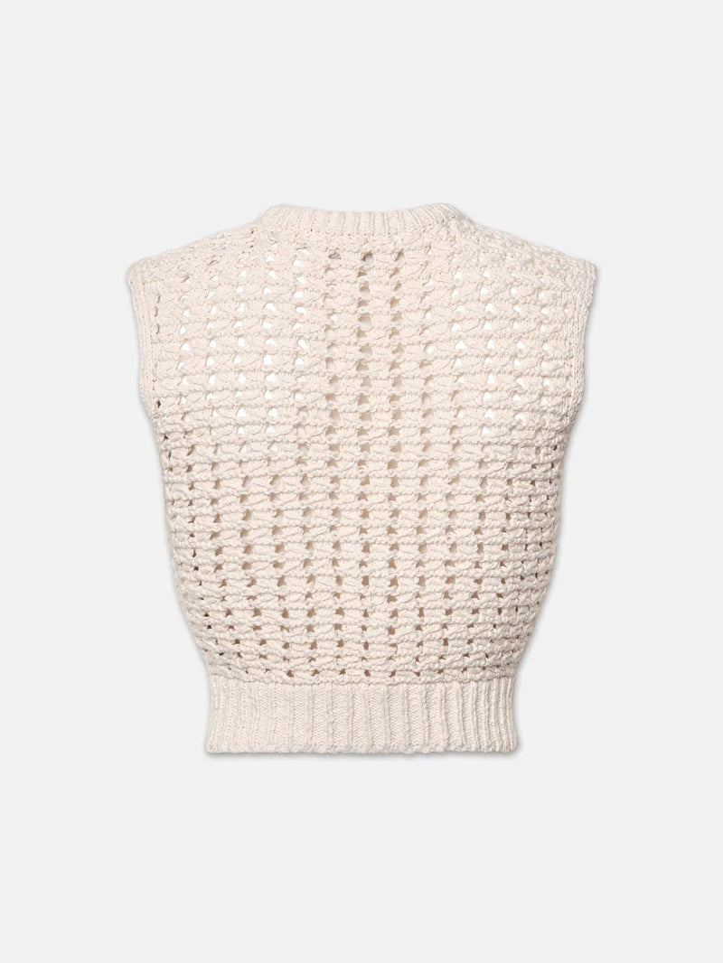 Tape Yarn Sweater Vest in Cream