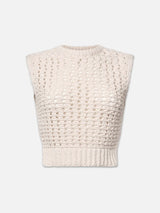 Tape Yarn Sweater Vest in Cream