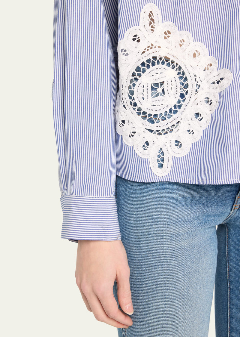 Tori Stripe Embroidered Shirting Top