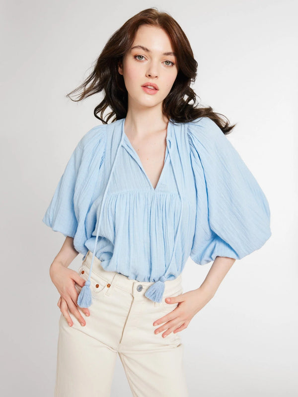 CHARLIE TOP IN RIVIERA DOUBLE GAUZE