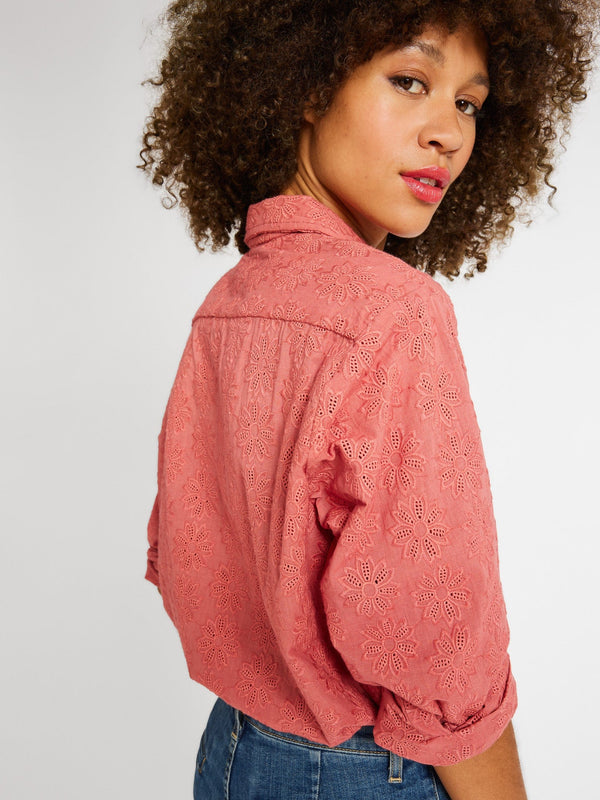 SOFIA TOP IN ROSEWOOD EYELET