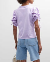 Ruched-Sleeve Tee - Lilac