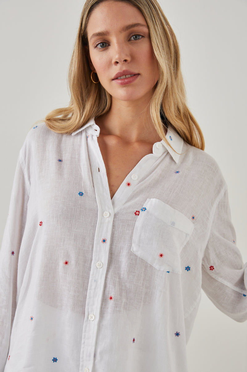 Charli Shirt - Multi Daisy Embroidery