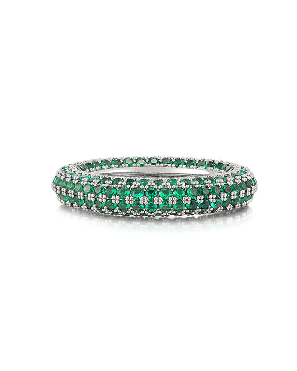 Pave Amalfi Ring - Emerald Green - Silver